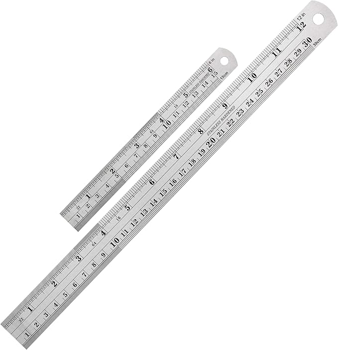 Mr. Pen Steel Rulers, 6 inch and 12 inch Metal Rulers, Pack of 2