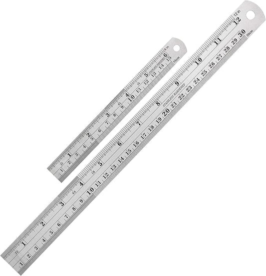Mr. Pen Steel Rulers, 6 inch and 12 inch Metal Rulers, Pack of 2