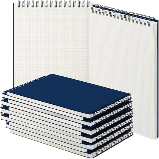 Graph Paper Spiral Notepad A5 Top Wirebound Notepad Grid Notebook Steno Pads Memo Notebook Grid Paper 140 Pages for Writing Sketching Drawing Office Supplies(Blue,12 Pack)