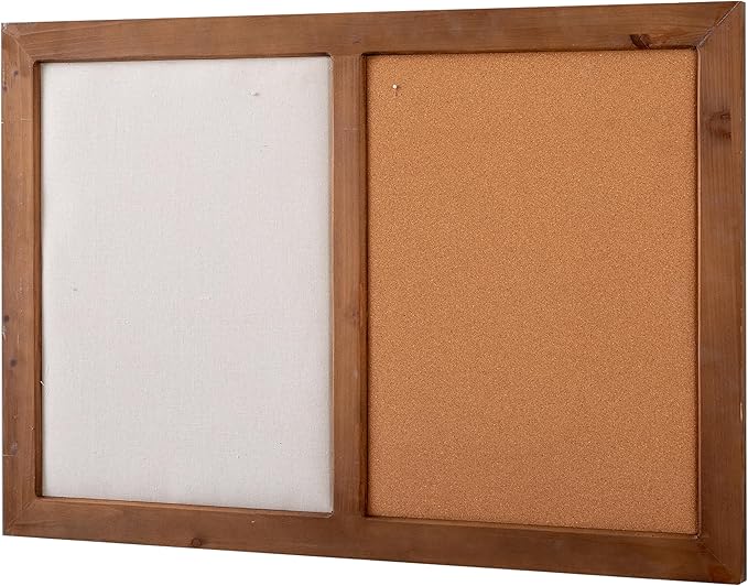 SOFE Large Cork Board Linen Pin Board Combo, Wood Framed Bulletin Board 36" X 24" Picture Board, Photo Wall Display, Vision Board Rustic Memo Board for Home Kitchen Office School