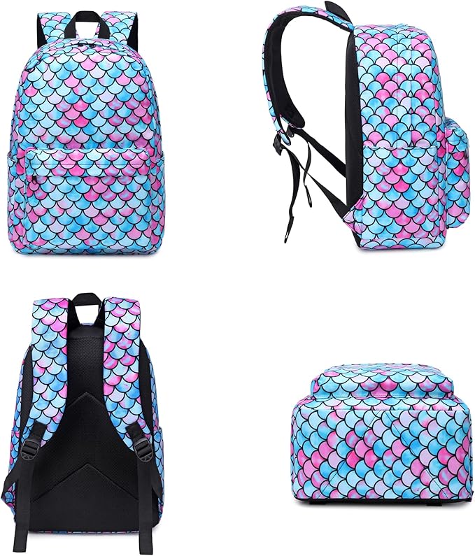 Mermaid School Backpack for Teens Girls, Womens College Bookbags Kids School Bags Laptop Backpacks