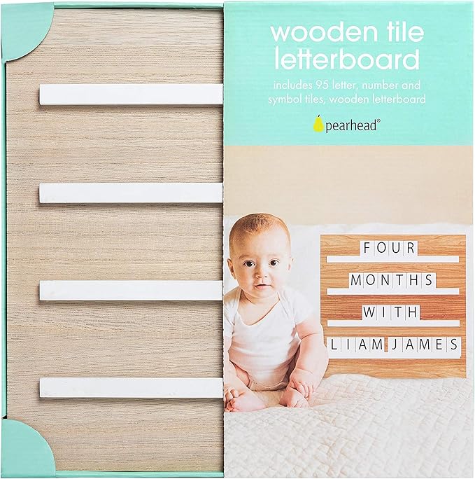 Pearhead Natural Wood And Black Felt Classic Letter Board Set, Includes 294 White Letters, Modern Reusable Message Board