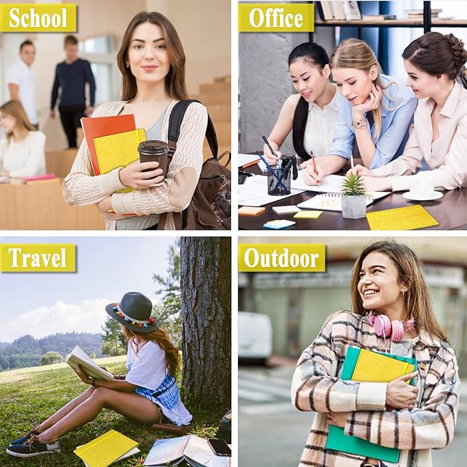 GINMLYDA A5 Glitter Notebook, Hardcover 160 Pages Never Peel Off Sparkle Glitter Lined Journal Notebook for Women Girls Writing Note Taking Works School Gift (Golden-8.3 x 5.7 Inches)