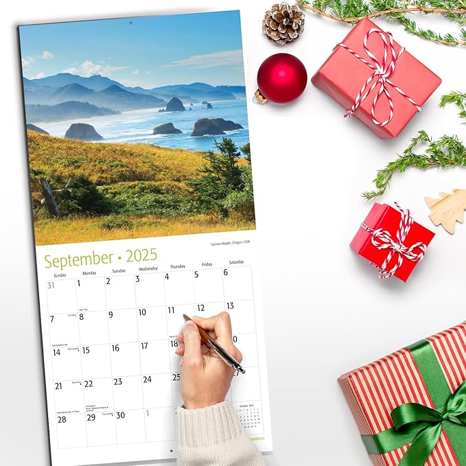 RED EMBER Untamed & Beautiful Coastlines 2025 Wall Calendar 12 Month | 12" x 24" Open | Thick & Sturdy Paper | Giftable | Calendar 2025