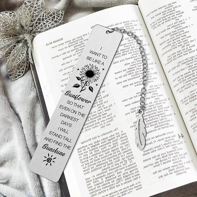 Sunflower Gifts for Women,Inspirational Bookmarks with Chain,Book Markers for Reading,Back to School Coming of Age Gifts,Graduation Gifts,Kids Teen Girls Him Her Christmas Stocking Stuffers