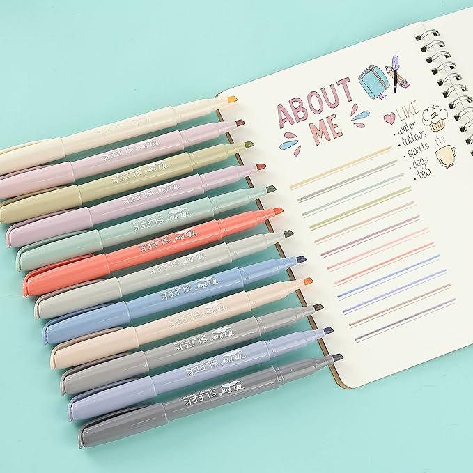 Mr. Pen- Highlighters, 12 Pack, Morandi Colors, Chisel Tip, Bible Highlighter, Aesthetic No Bleed Book Planner Markers, Gift for Christmas