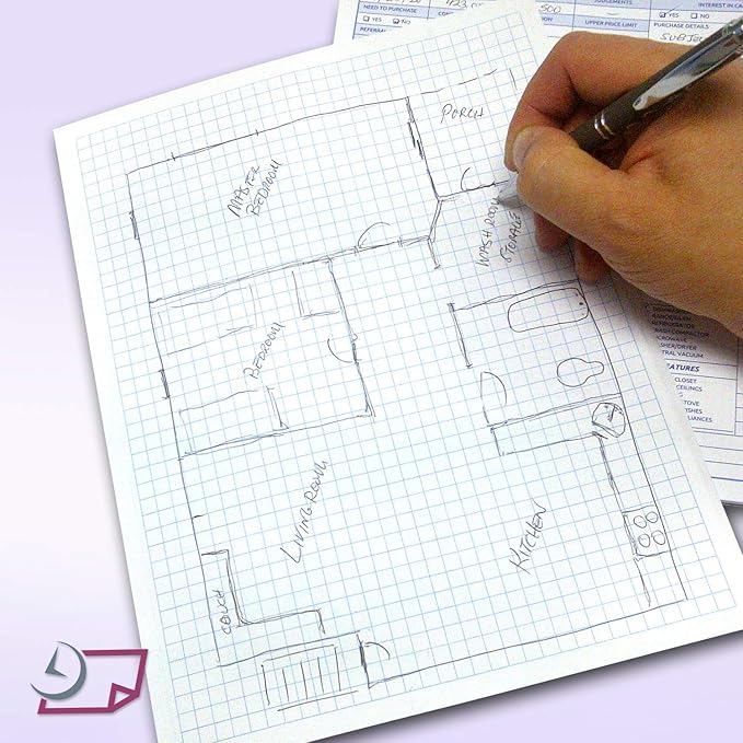 Graph Paper Pad for Blueprint Drawings, Drafting, Engineering Drawing, and Planning - Graph Paper 8.5x11 Blueprint Quadrille Grid Paper Pads with Blue Lines, High Brightness 50 Sheets (5-Pack)