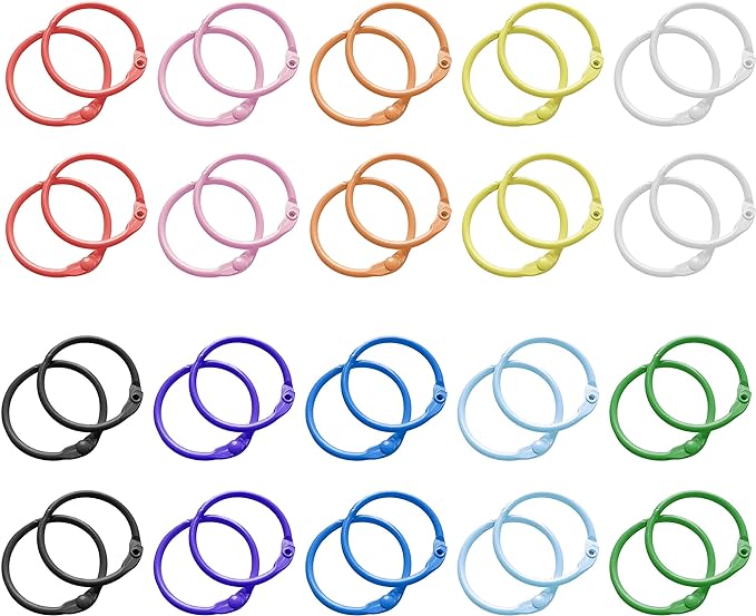 Keychains or Key Rings, 1 1/5" Loose Leaf Binder Rings for Key Chains, Open Card Rings, Clip Rings for Book Rings, School, Home or Office (50Pack)