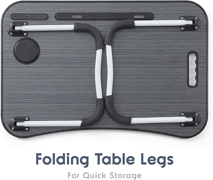 Nestl Lap Desk for Laptop - Foldable Laptop Desk for Bed and Couch, Portable and Lightweight Laptop Stand for Bed Breakfast, Working, Reading, and Writing, Lap Table with USB Ports, Large Laptop Tray