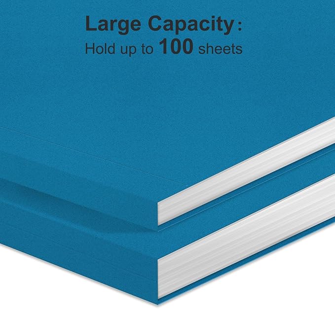 ViVin File Folders, Fits 8.5 x 11 Letter Size Paper, 1/3-Cut Tabs, 120 Pack Manilla Colored File Folders, Perfect for Home, Office, and School Documents File Paper(Blue)