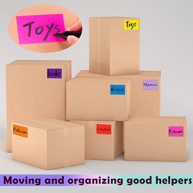 YSHIHE Colored Labels Stickers 3 x 2 Inch Rectangular Moving Labels 8 Colors Large Color Coding Labels - 240 Pack