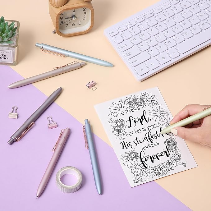 Mr. Pen- Retractable Gel Pens, 6 Pack, Black Ink Gel Pens Fine Point, Metallic Colorful Barrels, Retractable Pens, Gel Ink Pens, Aesthetic Pens for Journaling Fine Tip Pens