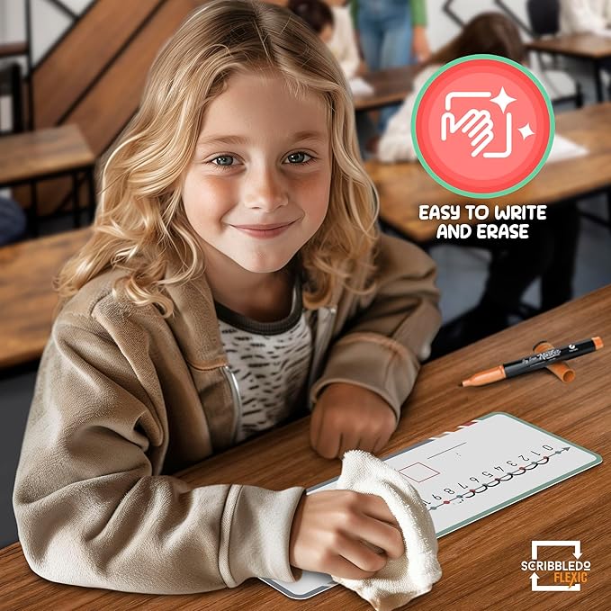 SCRIBBLEDO Dry Erase Number Line for Students 4”x12” Small White Board Dry Erase Sheets Math Manipulatives Number Lines for Classroom Supplies Teacher Pack 10 Sheets