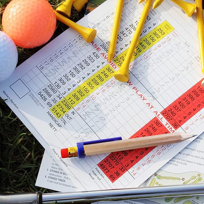 Adhere 25pcs Golf Pencils with Eraser Pre sharpened Hexagon half Wooden Pencils Graphite 2B for Golf Event Scoring,Classroom,Wedding,Company Meetings,Pew, Pocket (Nature)