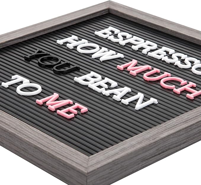 Plastic Letter Board with 376 Letters, Numbers & Symbols - 16 x 20 inch Changeable Message Board with Wooden Frame Wall Mount Hook, (Black Board & Grey Frame) by Veskaoty