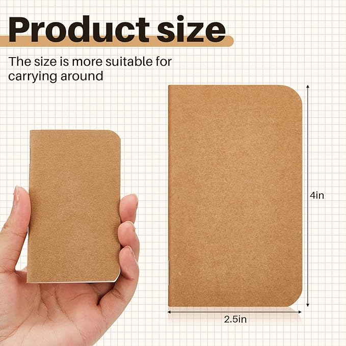 Outus 15 Pcs Mini Pocket Notebook 2.5" x 4" Small Journal Kraft Paper Notepads Bulk Softcover Pocket Notepad Memo Diary Subject Notebooks for Traveler Worker(Brown,Lined Style)