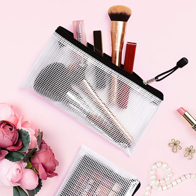 Plastic Mesh Zipper Pencil Pouches, 6PCS Waterproof Tear-Resistant Document File Folders, A6 Size Zipper Documents Pouch Document Organizer Bags for School Office Home Travel Storage(9.25×4.25Inch)