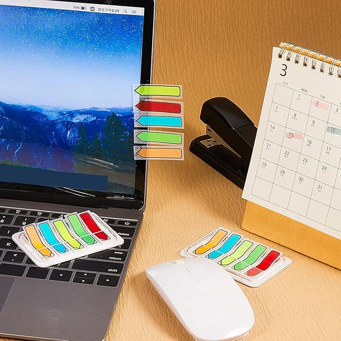 Teling 2000 Pcs Arrow Flags Arrow Tabs Flags Sign Here Tabs Arrow Stickers 5 Colors Sticky Flags Arrow Sticky Notes with Dispenser Easy to Post for Notary Books Paper