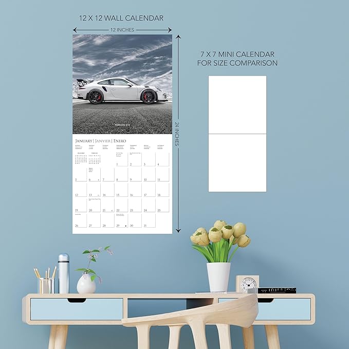 Graphique 2025 Car Legends Wall Calendar | 12” x 12” | Thick Paper | Home & Office Organizer | Large Monthly Grid | 3 Languages & Marked Holidays | 4 Month Preview Page for 2026