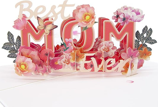 Floral Pop-Up Card - I Love You Mom, Mother's Day, 7.87"x5.91"x0.2"