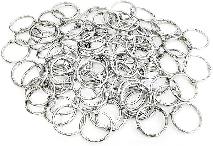 Loose Leaf Binder Rings 1-Inch（100 Pack） Office Metal Book Rings, Nickel Plated Steel Key Rings for School，Sliver