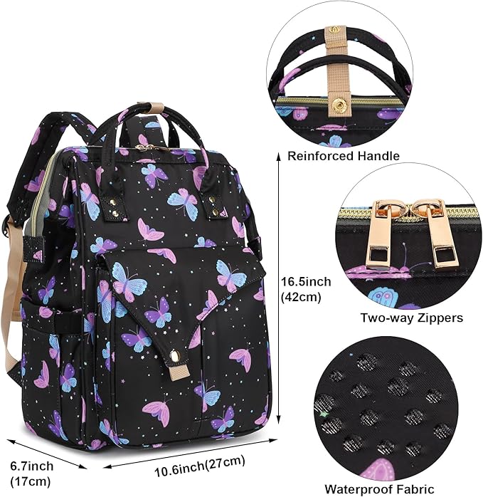 Butterfly Laptop Backpack College School Backpack Bookbags Nurse Backpacks Travel Bags for Women Girls Fits 15.6 Inch Notebook