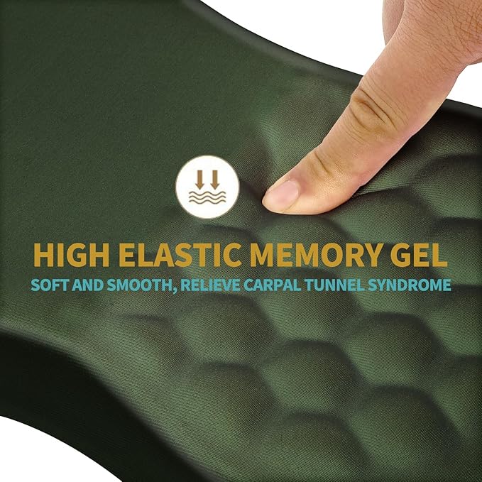 Hokafenle Ergonomic Mouse Pad Wrist Support with Massage Design, Wrist Rest Pain Relief Mousepad with Memory Foam&Non-Slip PU Base, Mouse Pads for Wireless Mouse & Desk (12x8 inch,Olive Green)