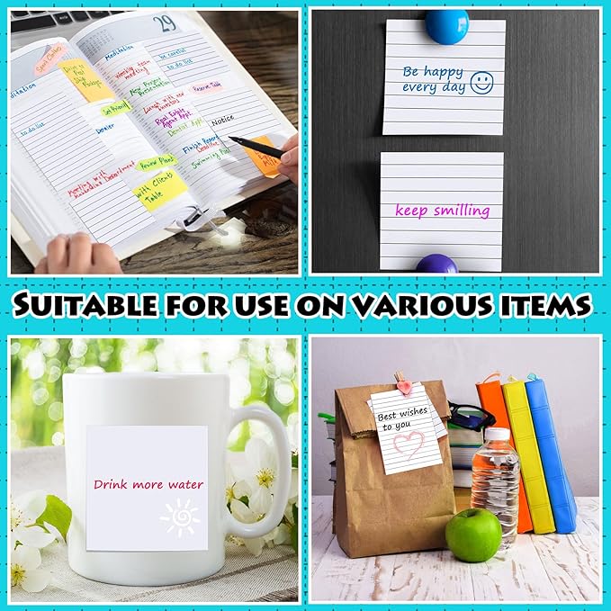 Yexiya 64 Pcs Lined Sticky Notes Self Stick Notes with Lines Bright Assorted Colors Sticky Notes for Home Office Products Post Memos, 1920 Sheets(3 x 3 Inch, 4 x 6 Inch,Mixed Color)