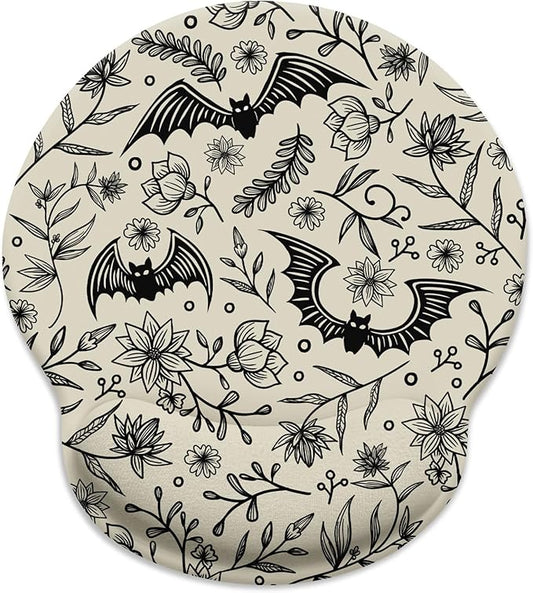 Goth Bat Ergonomic Mouse Pad with Wrist Rest, Gaming Mouse Pad with Wrist Support, Funny Computer Mousepad with Non-Slip Pain Relief PU Base, Gothic Office Desk Accessories Decor Supplies