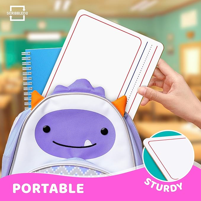 Double Sided Whiteboard 9”x12” Story Lined Dry Erase Board for Kids Writing Board Age 3-5 Practice Drawing Small White Board Teacher Elementary Grade 1 Kindergarten Preschool