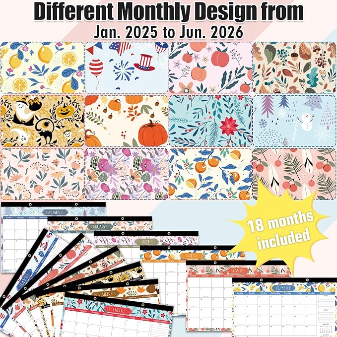 GuassLee Desk Calendar 2025, Desk Top Calendar from Jan. 2025 to Jun. 2026, 17" x 11.5" Large School Year Desk Wall Calendar with To-Do List and Notes for Office School Home Teacher Planning