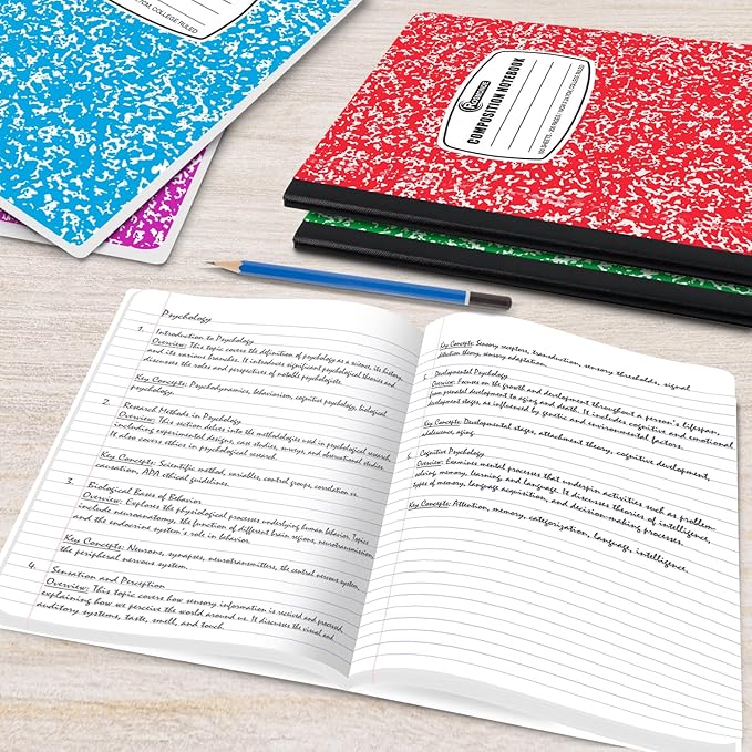 50 Pack Bulk Composition Notebooks College Ruled, 200 Pages (100 Sheets), 9-3/4 x 7-1/2, Bulk School Supplies, Bulk College Ruled Notebooks, Bulk Assorted Colors Marble Notebooks for School