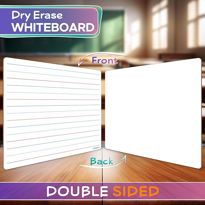 2 Pack Double Sided Whiteboard Lined Dry Erase Board for Kids Ruled Writing Board Handwriting Practice for Kids Small White Board 9x12 Dry Erase Board Lines Education Teacher Supplies
