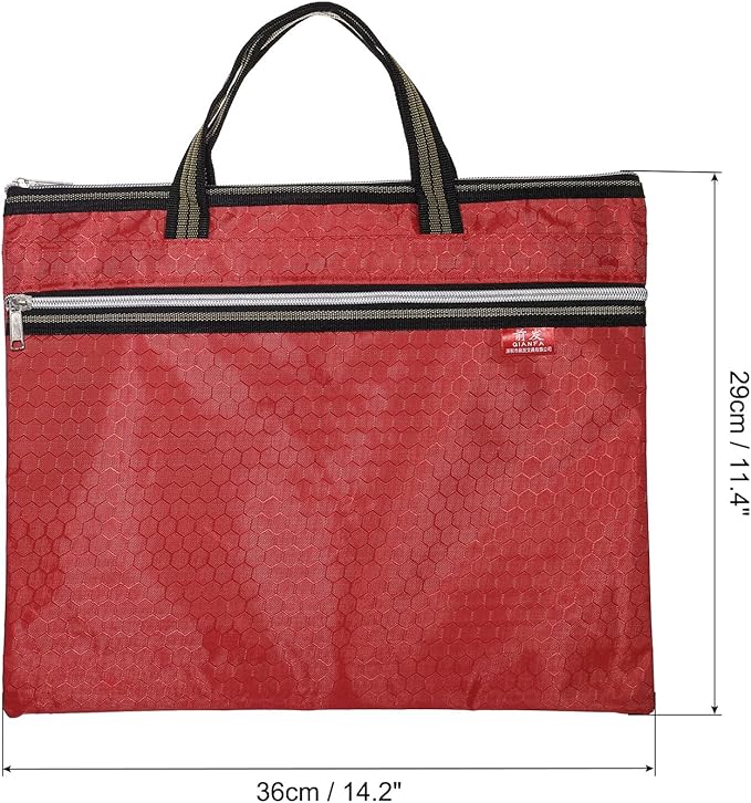 PATIKIL Waterproof Zipper File Bag, Documents Books Tools Storage Zip Pouch for Office Travel, Red