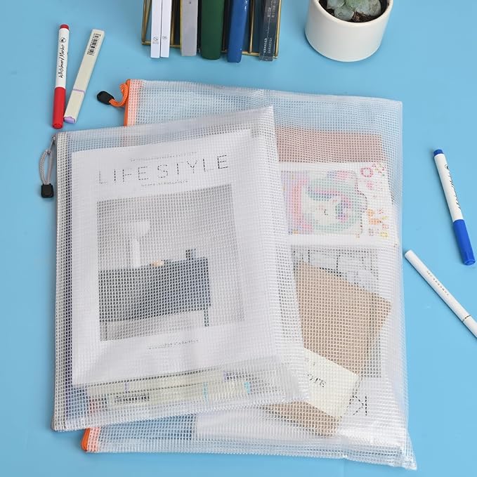 Mesh Zipper Pouch Bags,Zipper Pouches,Mesh Zipper Bags for Organizing,Storage Bags for Office Supplies,Puzzle & Board Game Storage. (A3(10 Pcs)+A4(10 Pcs))
