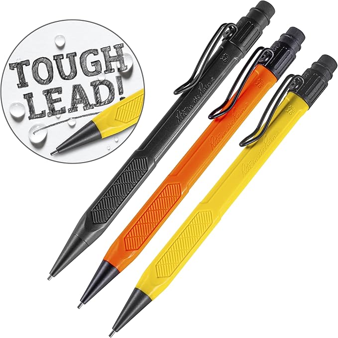Rite in the Rain Weatherproof Mechanical Pencil, Yellow, Black, Orange Barrel, 1.3mm Dark Lead (No. IND15)