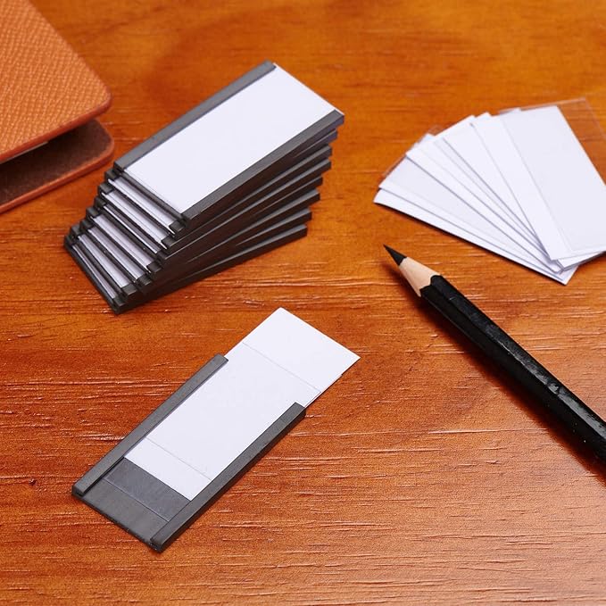 Eeoyu Magnetic Label Holders with Magnets Magnetic Data Card Holders with Clear Plastic Protectors for Metal Shelf, Whiteboard, Set of 30 (1 x 2 Inch)