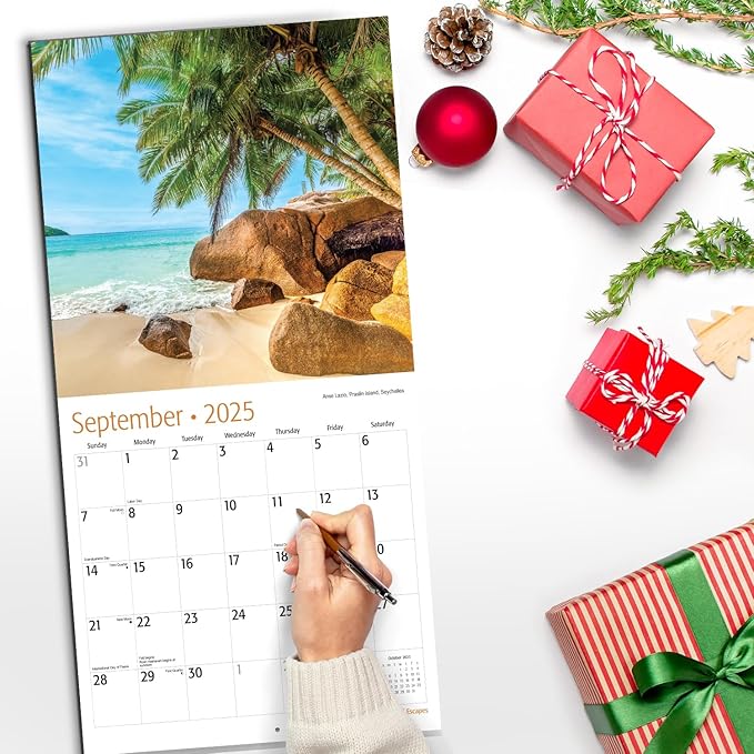 RED EMBER Tropical Escapes 2025 Wall Calendar 12 Month | 12" x 24" Open | Thick & Sturdy Paper | Giftable | Calendar 2025