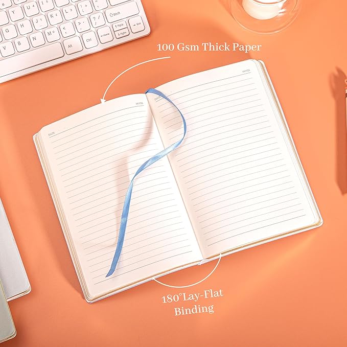 CAGIE Lined Journal Notebook for Women and Girls 256 Pages Cute Diary with Heart-Shaped Leather Journals for Writing A5 Soft Cover Notebooks for Work School (06 Azurite Blue, A5)