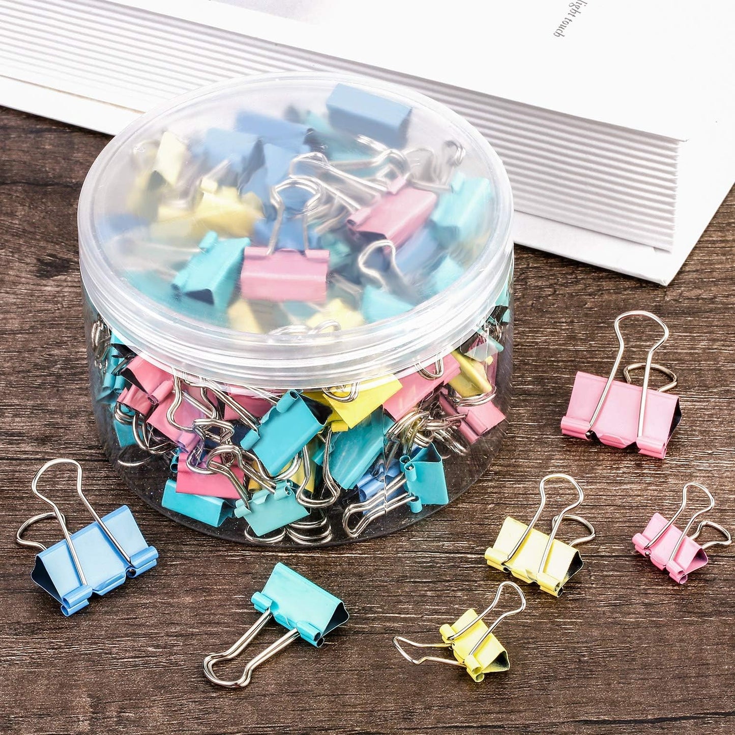 TecUnite 150 Pcs Binder Clips Assorted Sizes Pastel Paper Clamps Clips Large Medium Small Clips Office Supplies
