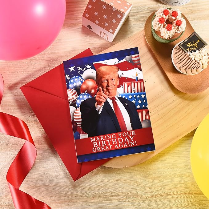 Funny Trump Birthday Card, Humor Donald Trump Happy Birthday Cards for Women Men, Trump Birthday Greeting Card for Husband Wife, Trump Birthday Gifts Cards for Her Him Fans Friends