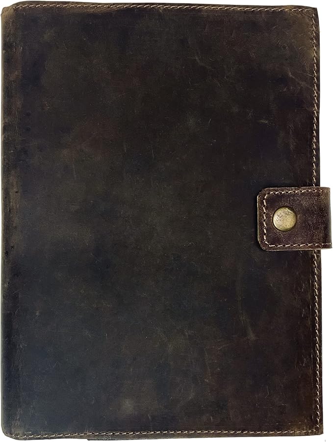 Refillable Leather Journal | Premium Lined A5 Notebook Cover | 200 Ruled Writing Pages | Card Holder Slot | Leather Bound Journals for Men & Women, Best Gift Travel Diary, Cool Planner