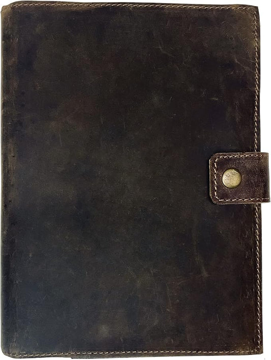 Refillable Leather Journal | Premium Lined A5 Notebook Cover | 200 Ruled Writing Pages | Card Holder Slot | Leather Bound Journals for Men & Women, Best Gift Travel Diary, Cool Planner