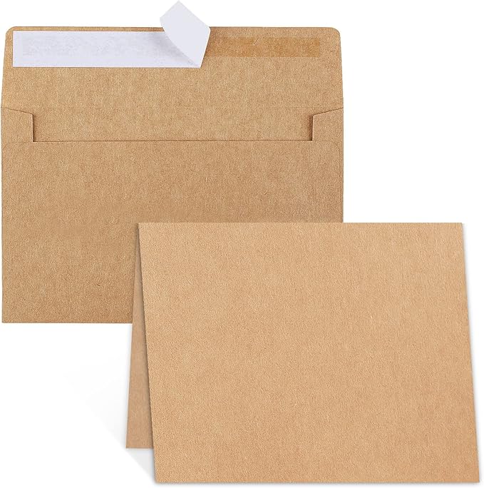 Blank Cards and Envelopes 4x6, 30 Pack Brown Invitation Cardstock with Envelopes, Thank you Blank Greeting Cards and Envelopes, for All Occasions DIY, Print custom (60 Pcs)