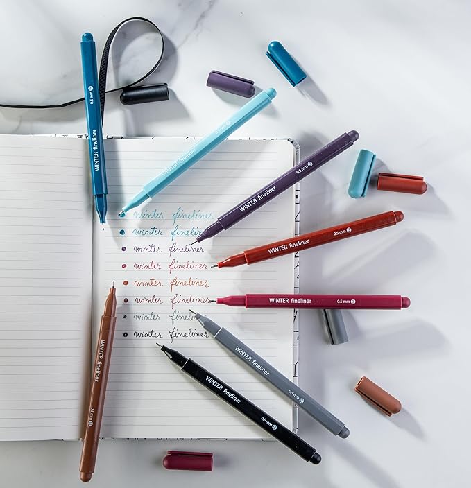 DIVERSEBEE Fine Tip Pens, 8 Bible Pens No Bleed Through, Assorted Fine Point Pens for Journaling, 0.5mm Fineliner Markers, Bible Study Journaling Supplies, Bible Accessories (Winter)
