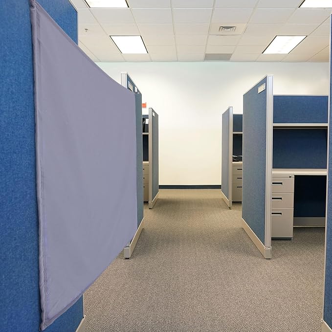 Pinkunn 40 x 48 Inch Office Cubicle Curtain with Stainless Steel Self Adhesive Hook Portable Privacy Door Partition Room Dividers Room Divider Office Divider for Office Cubicle(Gray)