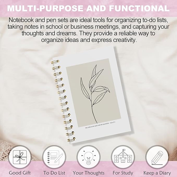 Bible Notebook, Prayer Journal - Christian Gifts Journal, Bible Verse Notebook, Daily Prayer Journal, Bible Notebooks for Note Taking, Christian Notebook for Women, 5.5x8.3 Inches