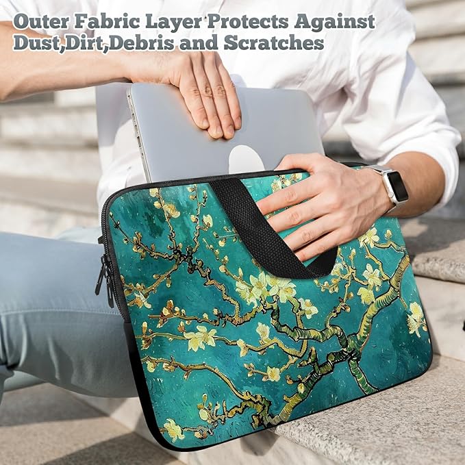 Universal Laptop Sleeve Tablet Case 12 inch, Art Plum Blossom Slim Carrying Case Durable Handbag Travel Laptop Bag for Surface Pro 9 8 7/Laptop Go 2 3, MacBook Air 11/12