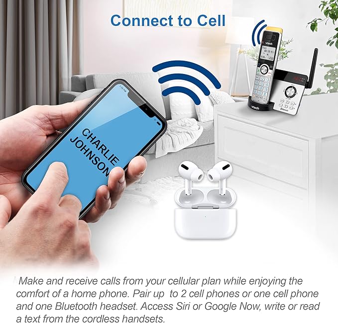VTECH IS8121-2 Super Long Range up to 2300 Feet DECT 6.0 Bluetooth 2 Handset Cordless Phone for Home with Answering Machine, Call Blocking, Connect to Cell, Intercom and Expandable to 5 Handsets