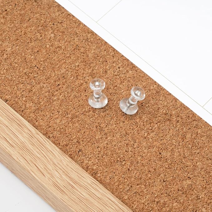 ARCOBIS White Board Calendar with Cork Board, 24x18 Inch Wood Frame Bulletin Board for Wall, Magnetic White Calendar Board with Chalk Markers, Push-Pins and Magnets,Beige